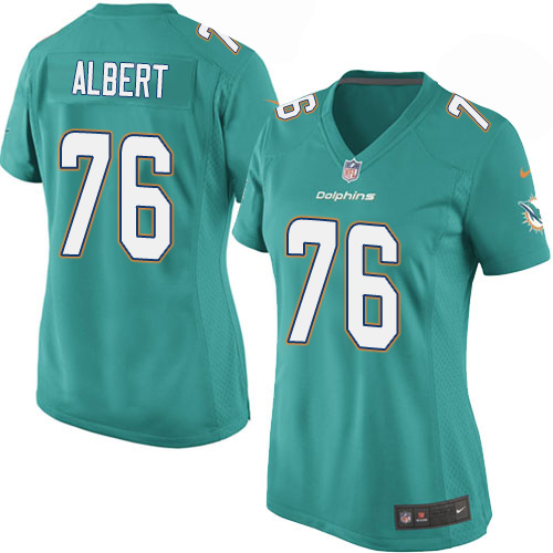 Women's Game Branden Albert Nike Jersey Aqua Green Home - #76 NFL Miami Dolphins